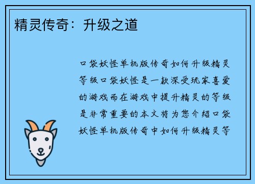 精灵传奇：升级之道