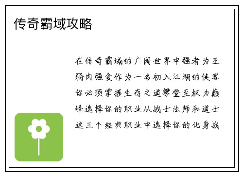 传奇霸域攻略