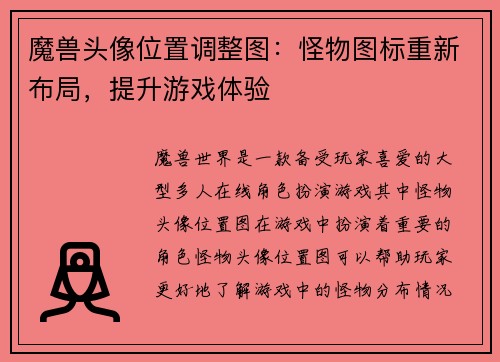 魔兽头像位置调整图：怪物图标重新布局，提升游戏体验